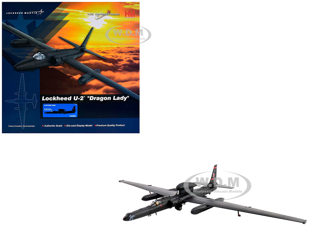 Lockheed U-2S Dragon Lady Aircraft "80-1094, RAF Fairford, Royal International Air Tattoo" (2025) United States Air Force "Air Power Series" 1/72 Diecast Model by Hobby Master diecast model