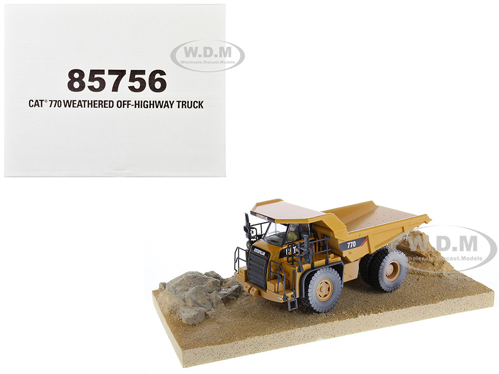 CAT Caterpillar 770 Off-Highway Truck Yellow (Weathered) with Operator "Weathered" Series 1/50 Diecast Model by Diecast Masters diecast model