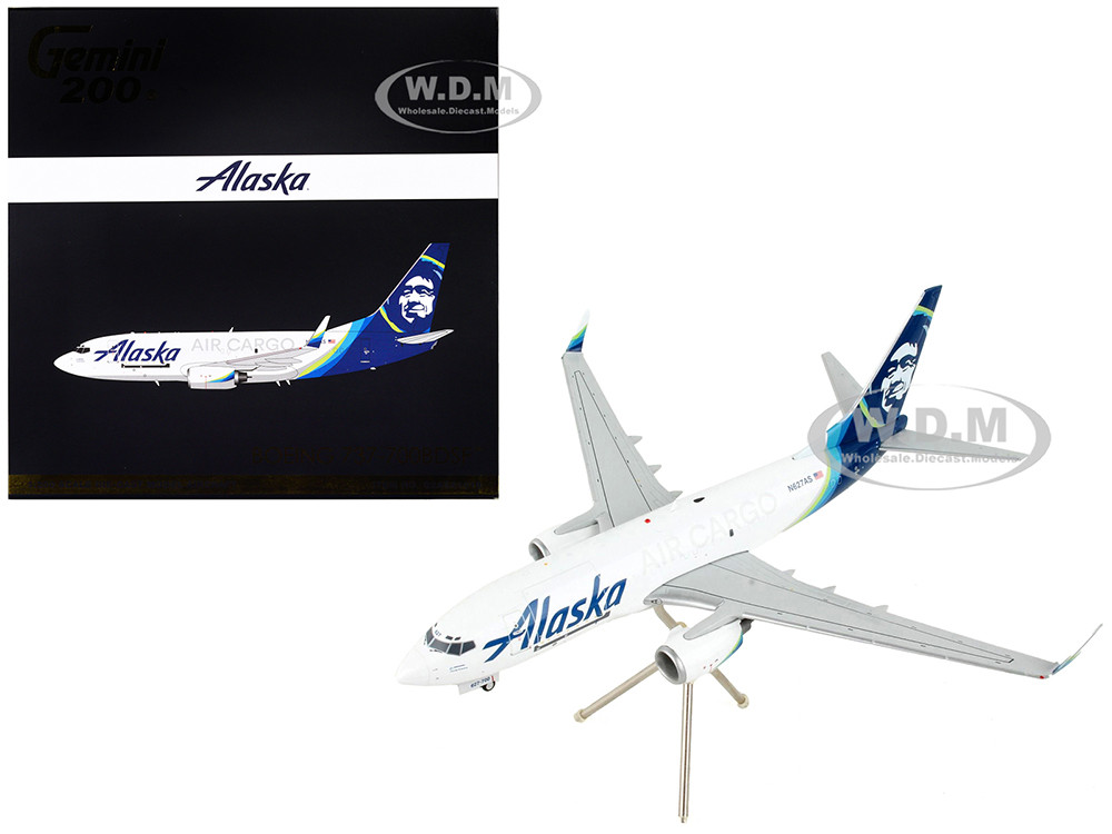 Boeing 737-700BDSF Commercial Aircraft "Alaska Air Cargo" White with Blue Tail "Gemini 200" Series 1/200 Diecast Model Airplane by GeminiJets diecast model