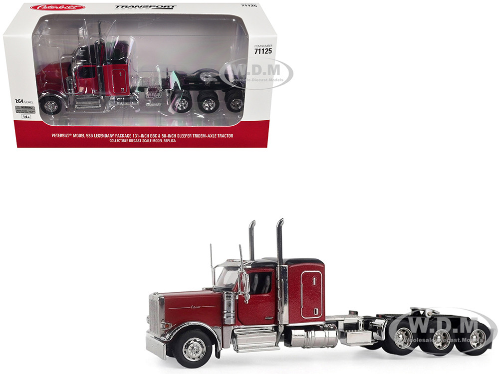 Peterbilt 589 Tridem-Axle Legendary Package Truck Tractor with 58" Sleeper Legendary Red "Transport Series" 1/64 Diecast Model by Diecast Masters diecast model