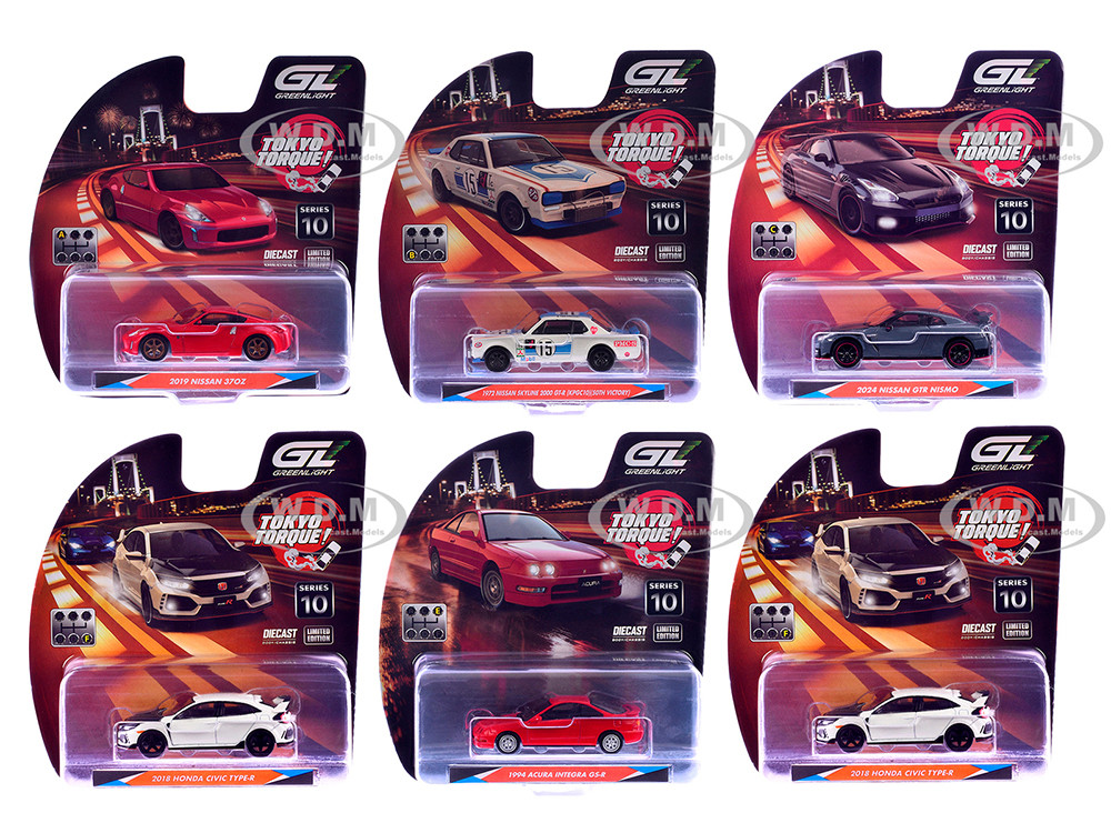 "Tokyo Torque" Series 10 Set of 6 pieces 1/64 Diecast Model Cars by Greenlight diecast model