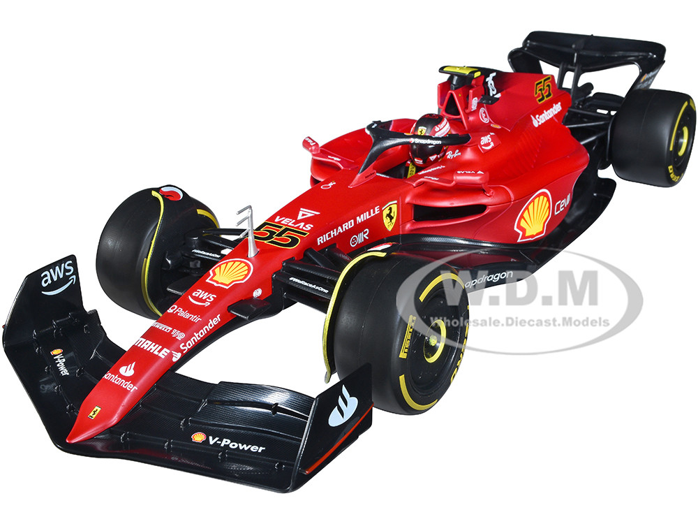 Ferrari F1-75 #55 Carlos Sainz "Ferrari Racing" Formula One F1 (2022) "Formula Racing" Series 1/18 Diecast Model Car by Bburago diecast model