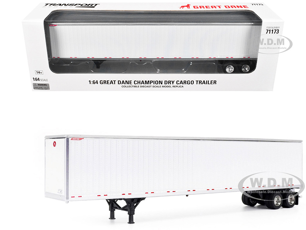 Great Dane Champion 53ft Dry Cargo Trailer White "Transport Series" 1/64 Diecast Model by Diecast Masters diecast model