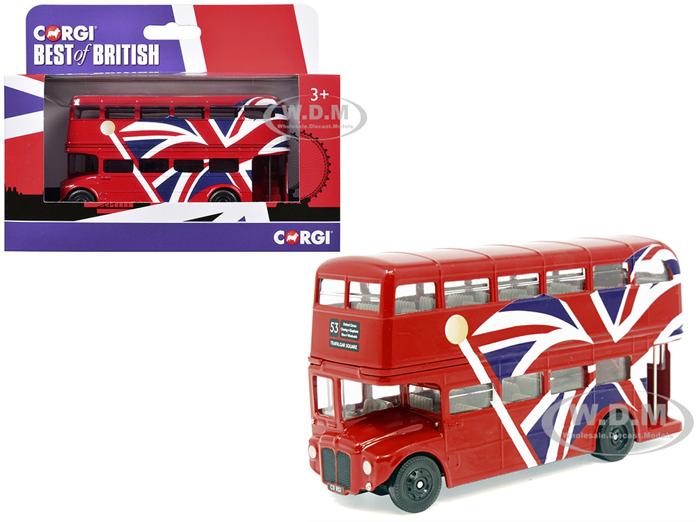London Bus Red with UK Flag Graphics "Best of British" Series Diecast Model Car by Corgi diecast model