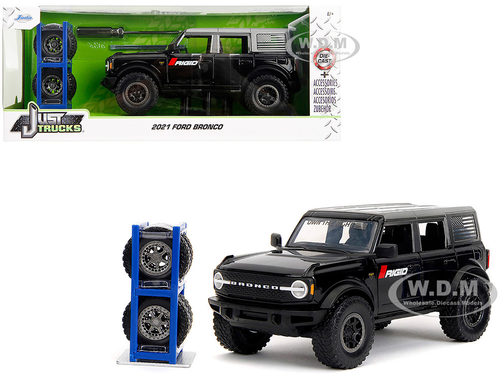 2021 Ford Bronco Badlands Black "Rigid" with Extra Wheels "Just Trucks" Series 1/24 Diecast Model Car by Jada diecast model