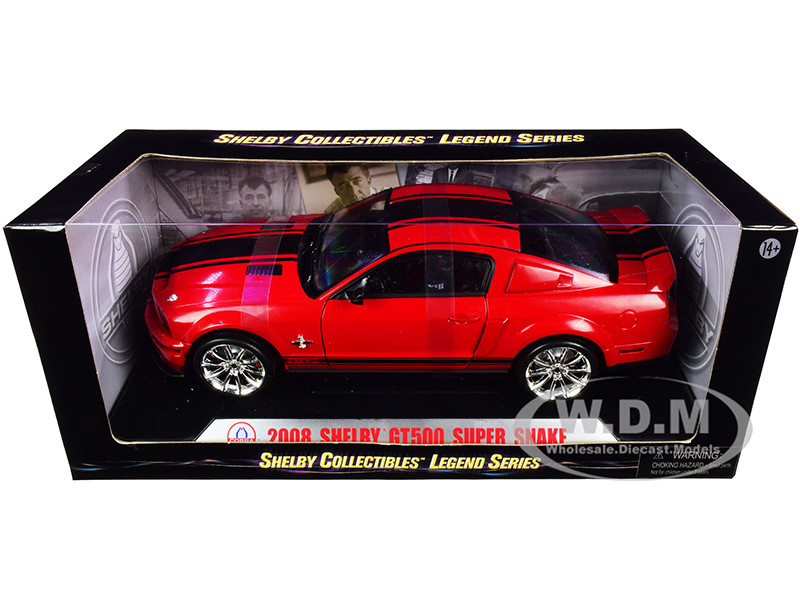 2008 Ford Shelby Mustang GT500 Super Snake Red with Black Stripes "Shelby Collectibles Legend" Series 1/18  Diecast Model Car by Shelby Collectibles diecast model