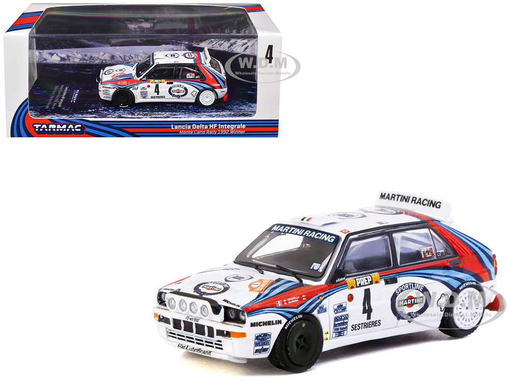 Lancia Delta HF Integrale #4 Didier Auriol - Bernard Occelli "Martini Racing" Winner "Monte Carlo Rally" (1992) "Hobby64" Series 1/64 Diecast Model Car by Tarmac Works diecast model