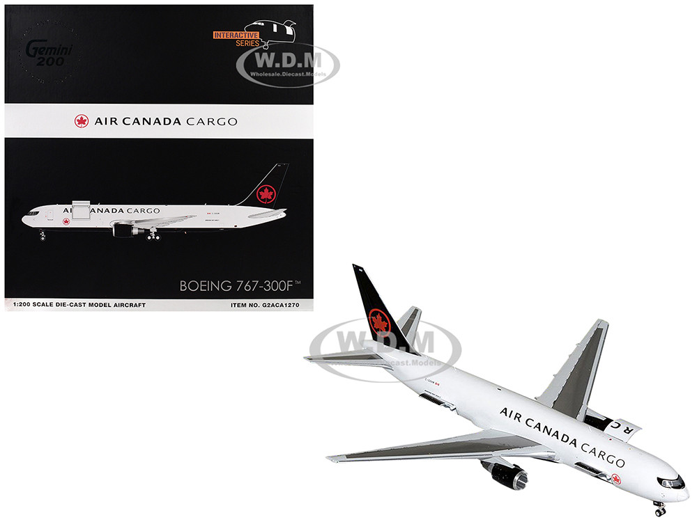 Boeing 767-300F Commercial Aircraft "Air Canada Cargo" (C-GXHM) White with Black Tail "Gemini 200 - Interactive Series" 1/200 Diecast Model Airplane by GeminiJets diecast model