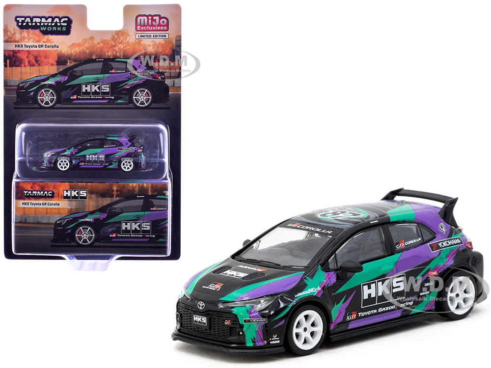 Toyota GR Corolla RHD (Right Hand Drive) "HKS" Black with Graphics "Global64" Series 1/64 Diecast Model by Tarmac Works diecast model