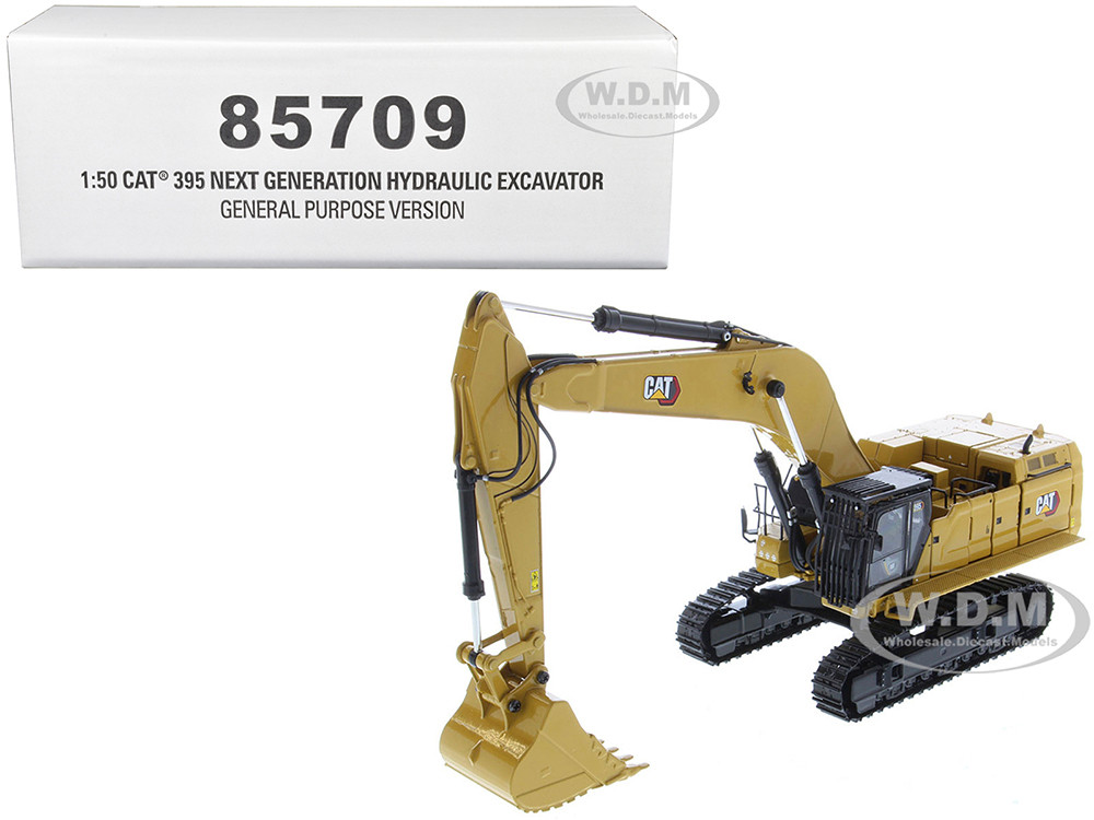 CAT Caterpillar 395 Next Generation Hydraulic Excavator (General Purpose Version) Yellow with Operator and Additional Tools "High Line" Series 1/50 Diecast Model by Diecast Masters diecast model