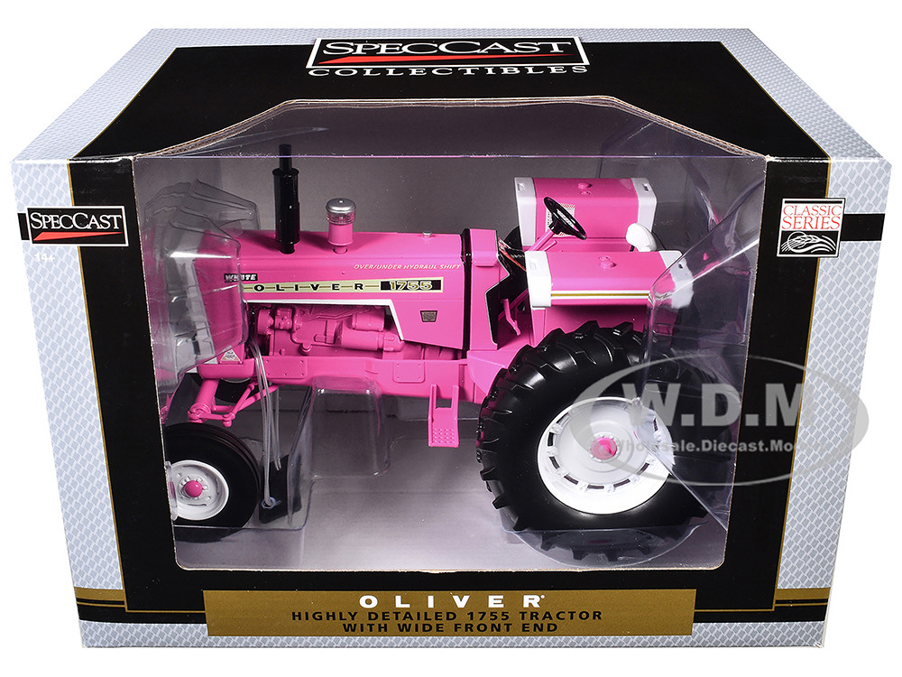 Oliver 1755 Open Station Wide Front Tractor Pink "Classic Series" 1/16 Diecast Model by SpecCast diecast model