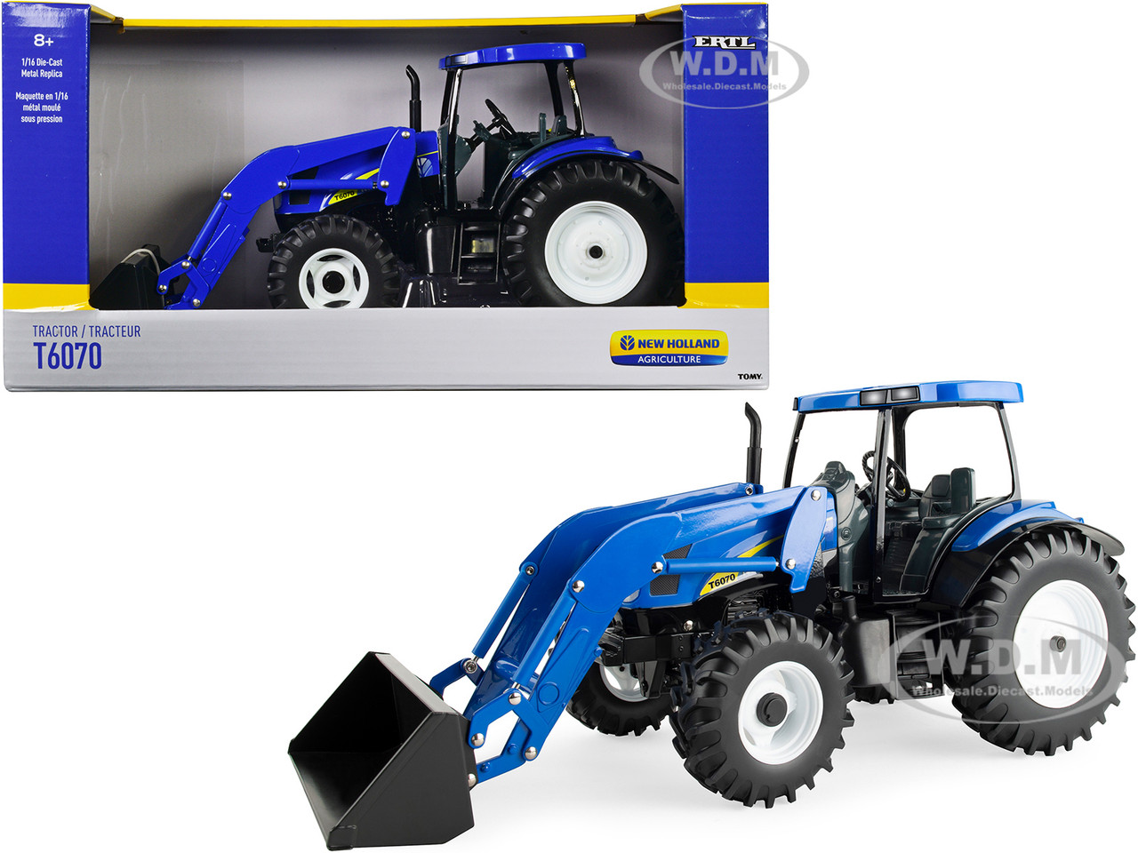 New Holland T6070 Tractor with Loader Blue "New Holland Agriculture" Series 1/16 Diecast Model by ERTL TOMY diecast model