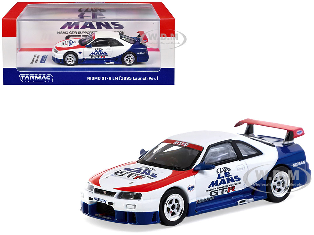 Nissan Nismo GT-R LM RHD (Right Hand Drive) "1995 Launch Version" White with Red and Blue Accents "Hobby64" Series 1/64 Diecast Model Car by Tarmac Works diecast model
