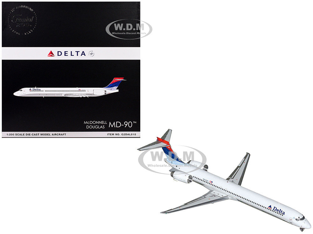 McDonnell Douglas MD-90 Commercial Aircraft "Delta Air Lines" (N910DN) White with Blue and Red Tail "Gemini 200" Series 1/200 Diecast Model Airplane by GeminiJets diecast model