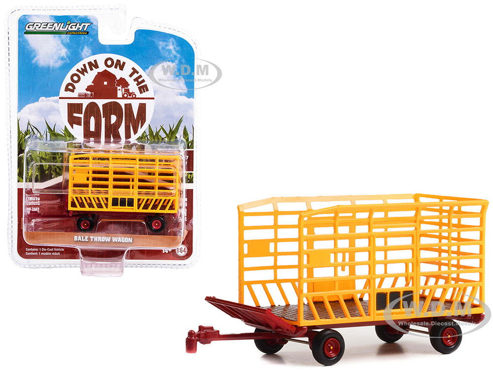 Bale Throw Wagon Yellow and Red "Down on the Farm" Series 7 1/64 Diecast Model by Greenlight diecast model
