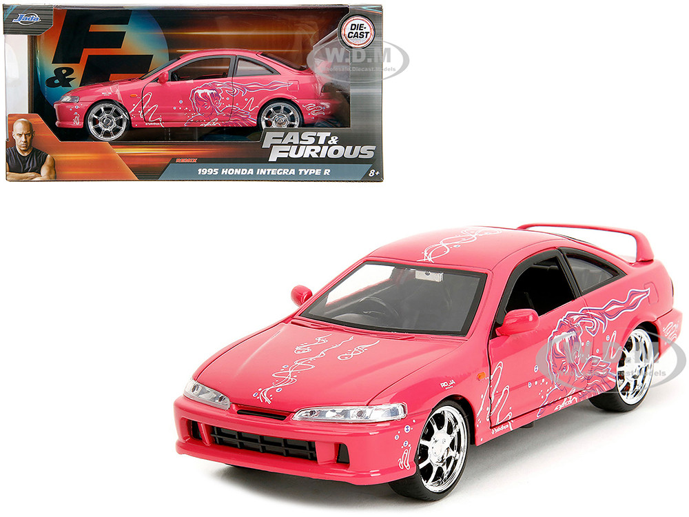 1995 Honda Integra Type R Pink with Graphics "Fast & Furious Remix" Series 1/24 Diecast Model Car by Jada diecast model