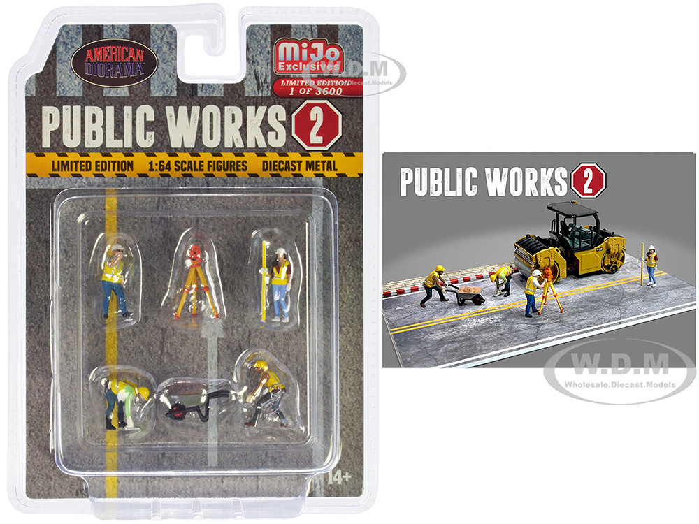 "Public Works 2" 6 piece Diecast Figure Set (4 Figures, 1 camera, 1 wheelbarrow) Limited Edition to 3600 pieces Worldwide for 1/64 Scale Models by American Diorama diecast model