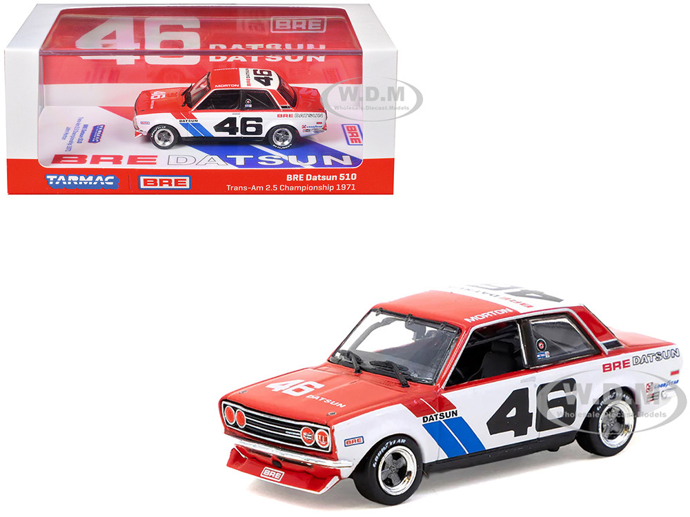 Datsun 510 #46 John Morton "Brock Racing Enterprises" Winner "Trans-Am 2.5 Championship" (1971) "Hobby64" Series 1/64 Diecast Model Car by Tarmac Works diecast model
