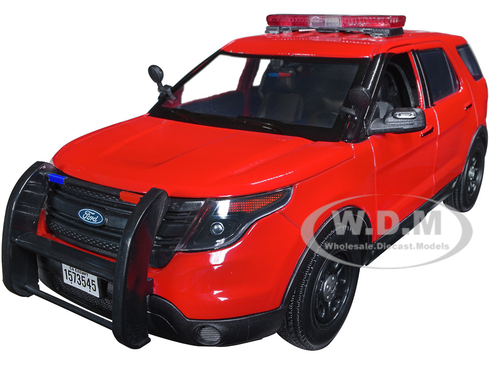 2015 Ford Police Interceptor Utility "Fire Marshal" Plain Red 1/18 Diecast Model Car by Motormax diecast model