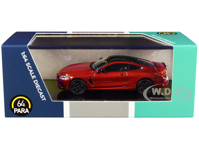 BMW M8 Coupe Motegi Red Metallic with Black Top 1/64 Diecast Model Car by Paragon Models diecast model