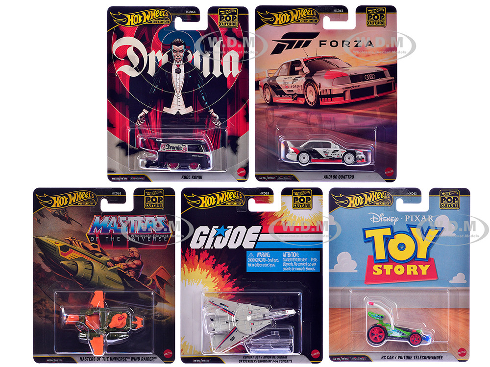 "Pop Culture 2026" 5 piece Set R "Premium Series" Diecast Model Cars by Hot Wheels diecast model