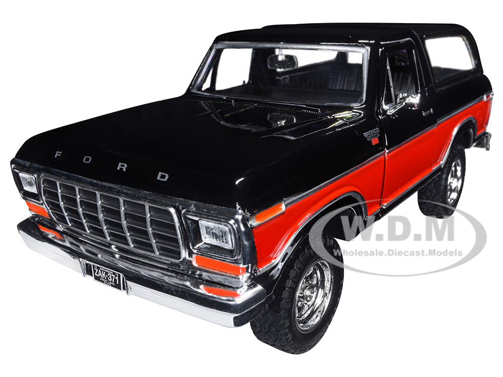 1978 Ford Bronco Ranger XLT with Spare Tire Black and Red "Timeless Legends" Series 1/24 Diecast Model Car by Motormax diecast model
