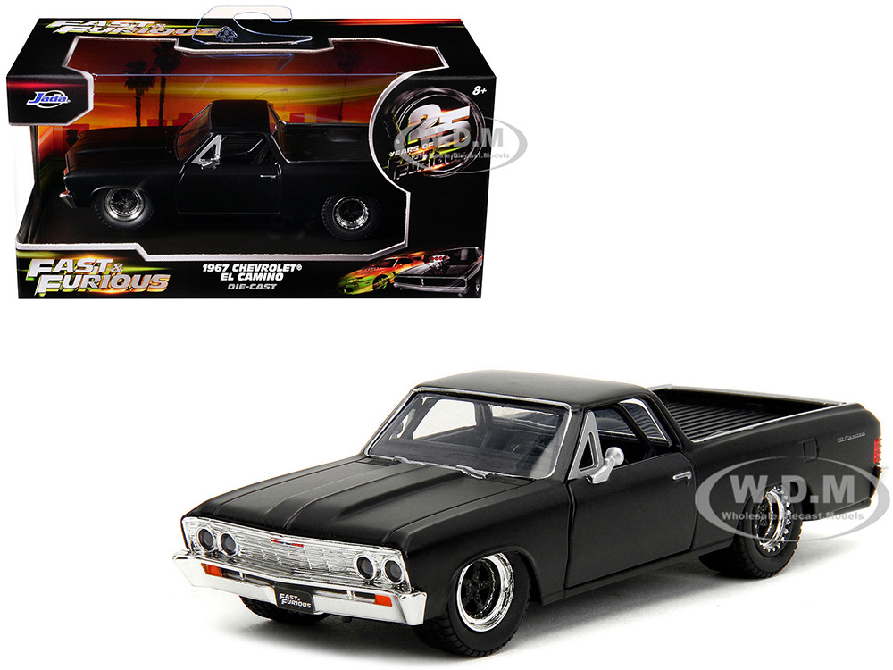 1967 Chevrolet El Camino Matt Black "Fast & Furious" Series 1/32 Diecast Model Car by Jada diecast model