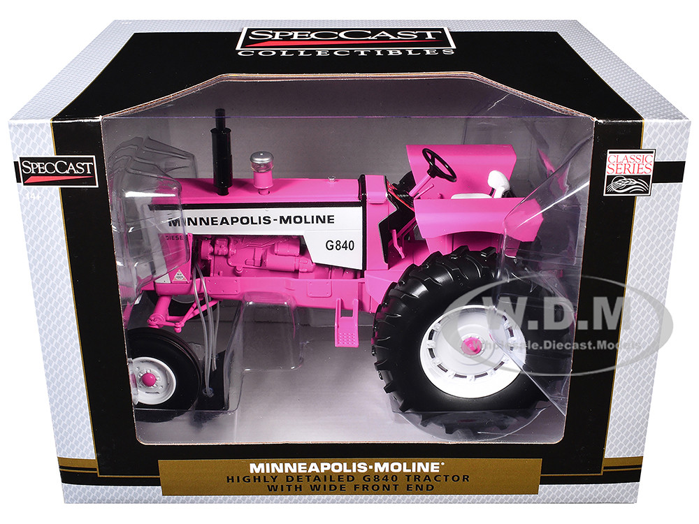 Minneapolis Moline G840 Open Station Wide Front Tractor Hot Pink "Classic Series" 1/16 Diecast Model by SpecCast diecast model