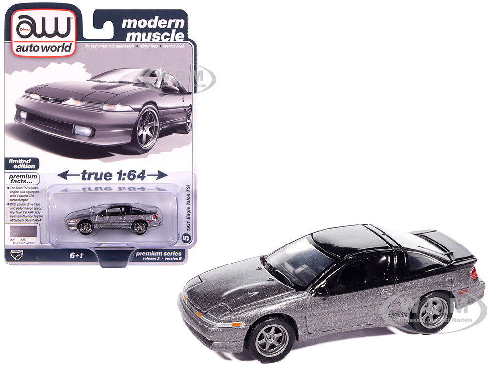 1991 Eagle Talon TSi Medium Quartz Metallic with Black Top "Modern Muscle" Series 1/64 Diecast Model Car by Auto World diecast model
