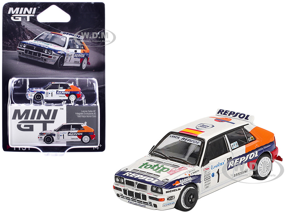 Lancia Delta HF Integrale Evoluzione #1 Carlos Sainz - Luis Moya "Rallye Monte-Carlo" (1993) Limited Edition 1/64 Diecast Model Car by Mini GT diecast model