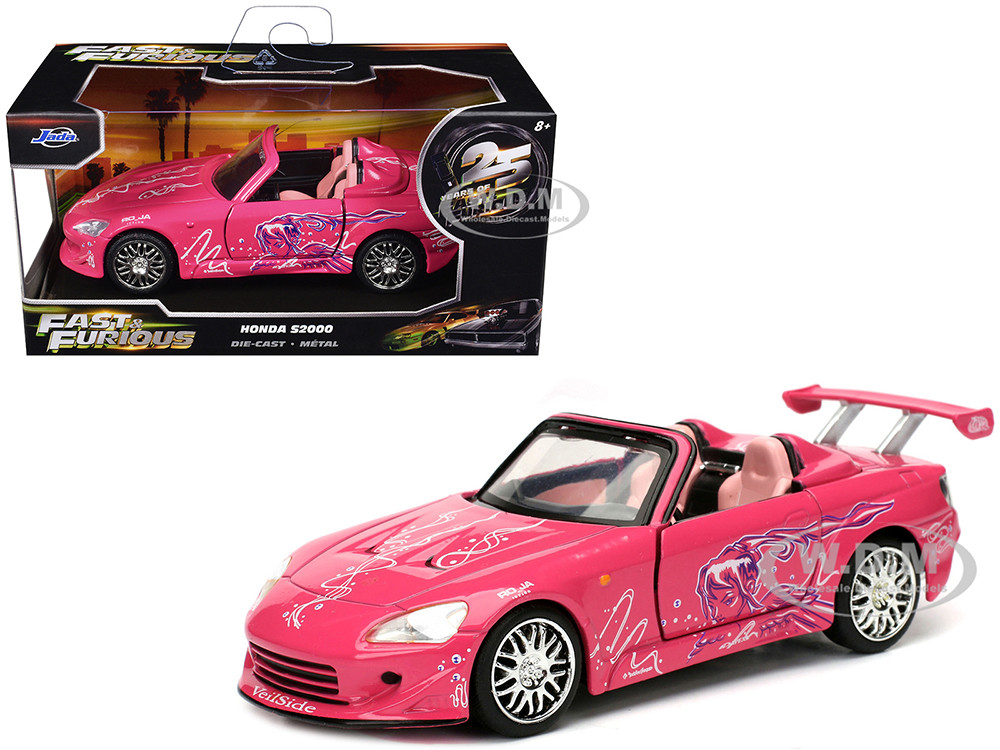 Suki's Honda S2000 Convertible Pink with Graphics "2 Fast 2 Furious" (2003) Movie "Fast & Furious 25th Anniversary" Series 1/32 Diecast Model Car by Jada diecast model