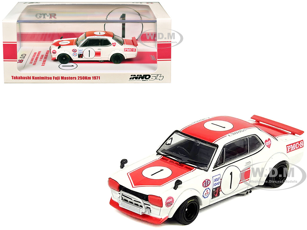 Nissan Skyline 2000 GT-R (KPGC10) #1 RHD (Right Hand Drive) Takahashi Kinimitsu "Fuji Masters 250km" (1971) 1/64 Diecast Model Car by Inno Models diecast model