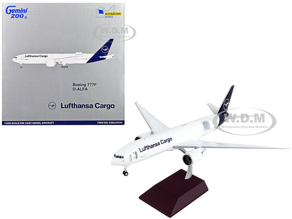 Boeing 777F Commercial Aircraft "Lufthansa Cargo" White with Blue Tail "Gemini 200 - Interactive" Series 1/200 Diecast Model Airplane by GeminiJets diecast model
