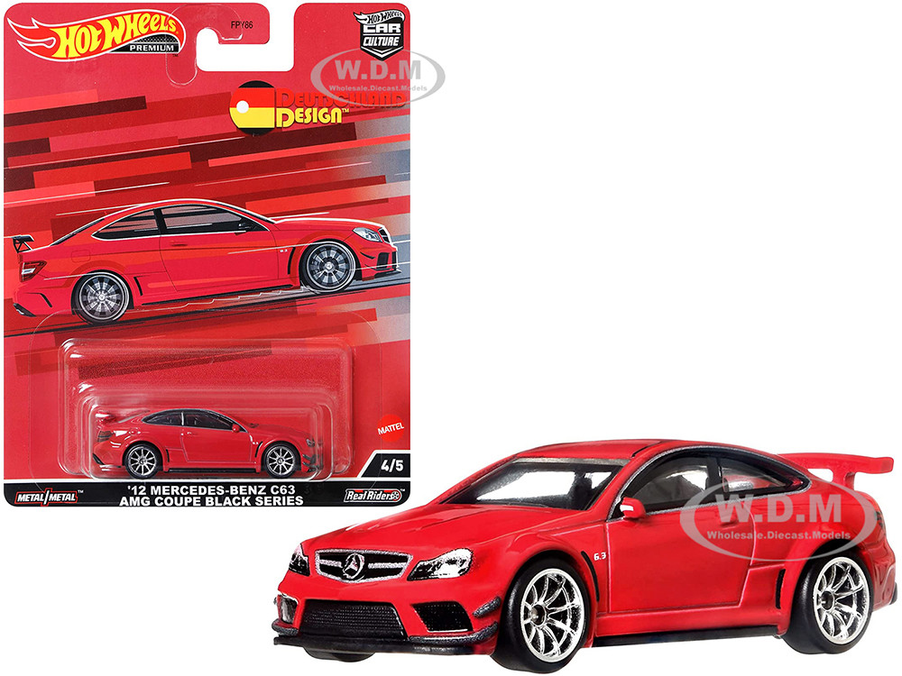 2012 Mercedes Benz C63 AMG Coupe Black Series Red "Deutschland Design" Series Diecast Model Car by Hot Wheels diecast model