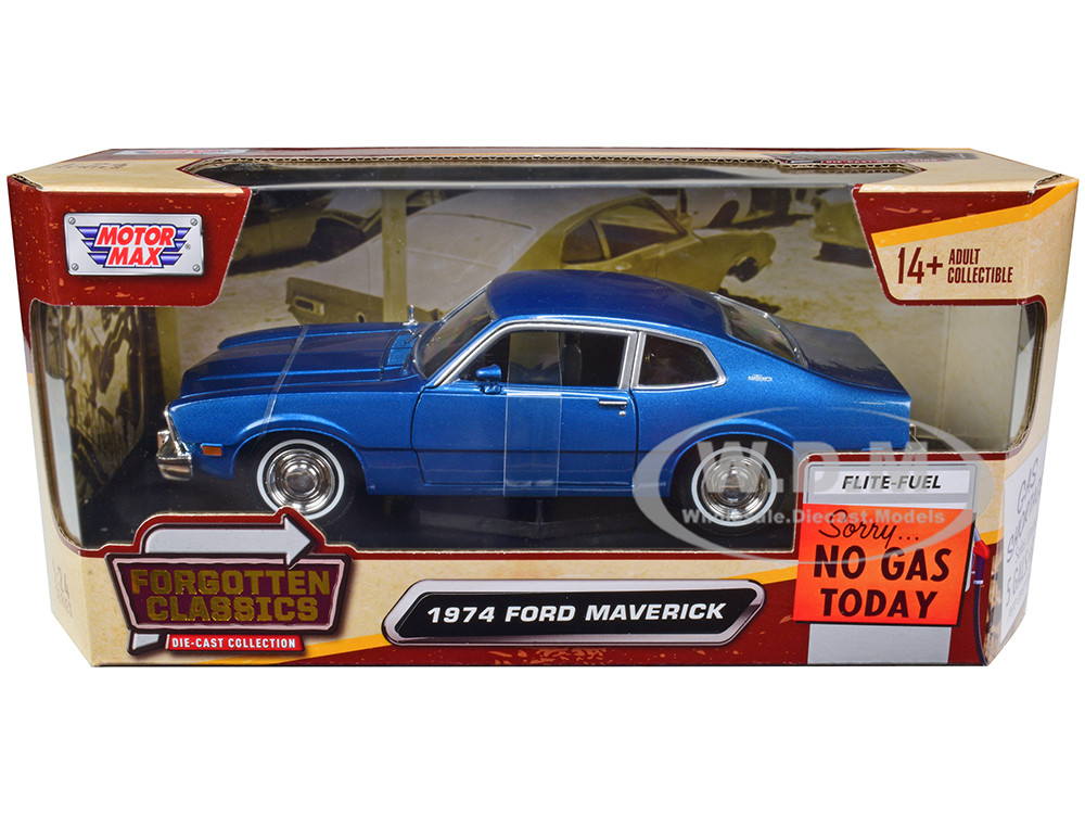 1974 Ford Maverick Blue Metallic "Forgotten Classics" Series 1/24 Diecast Model Car by Motormax diecast model