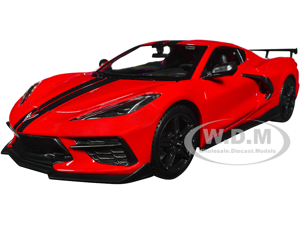 2020 Chevrolet Corvette Stingray Coupe Red with Black Stripes "Special Edition" Series 1/24 Diecast Model Car by Maisto diecast model