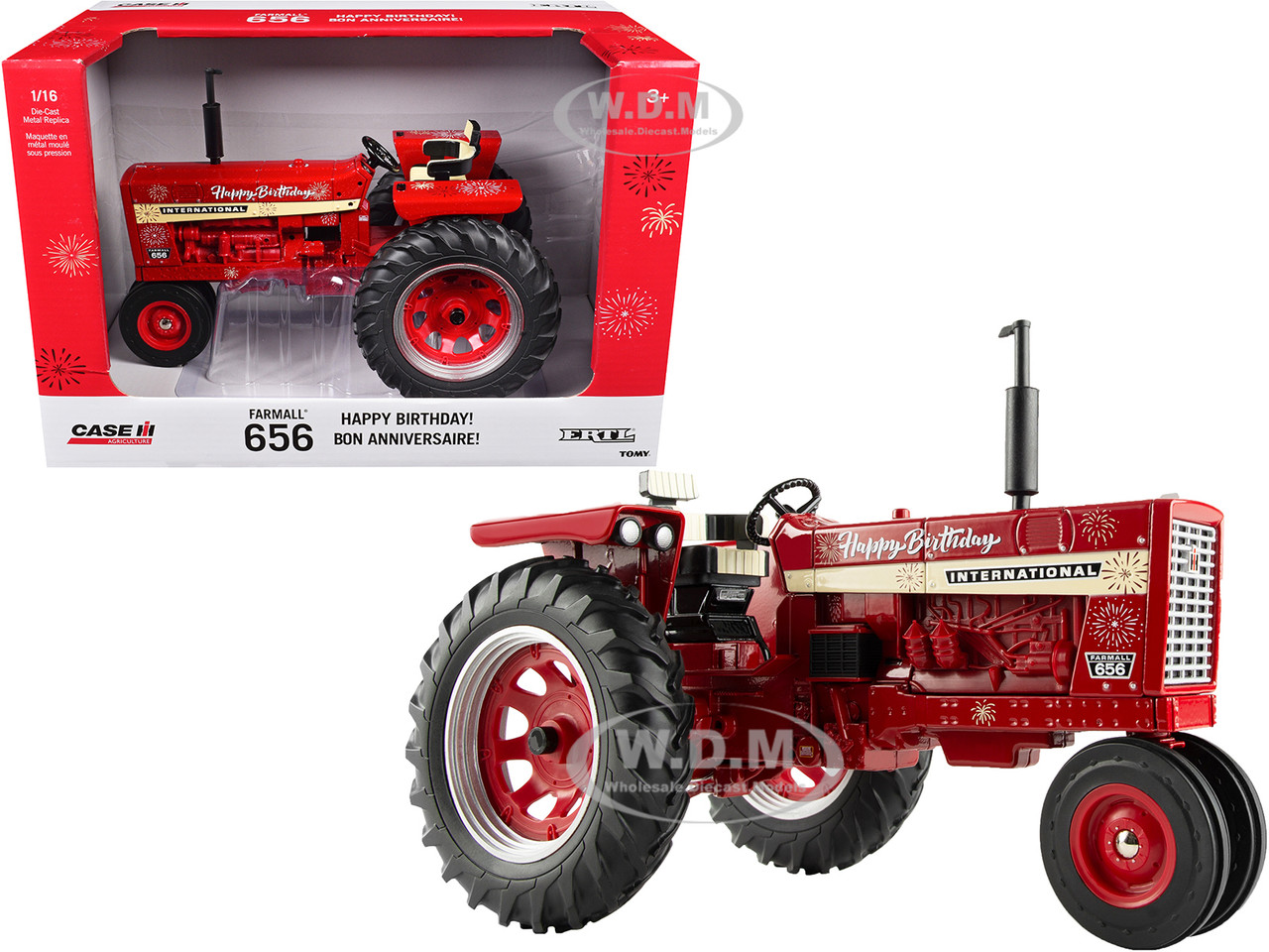 Farmall 656 Narrow Front Tractor "Happy Birthday" Red Metallic "Case IH Agriculture" Series 1/16 Diecast Model by ERTL TOMY diecast model