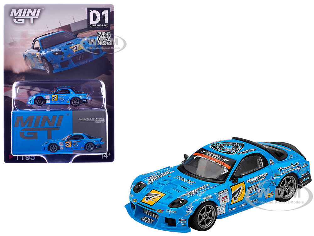 Mazda RX-7 RE-Amemiya RHD (Right Hand Drive) Blue with Graphics "D1GP" (2025) Limited Edition 1/64 Diecast Model Car by Mini GT diecast model