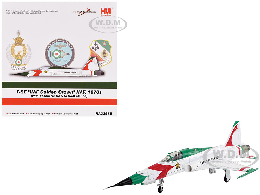 Northrop F-5E Tiger II Aircraft "#1-8, 3-7099, IIAF Golden Crown" Imperial Iranian Air Force "Air Power Series" 1/72 Diecast Model by Hobby Master diecast model