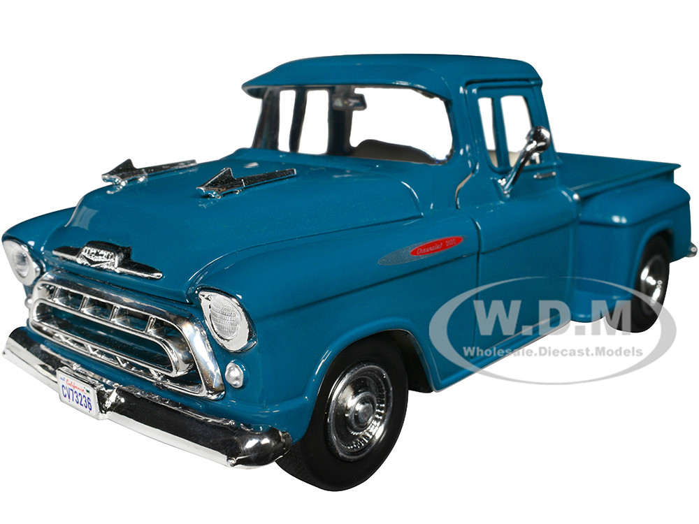 1957 Chevrolet 3100 Stepside Pickup Truck Teal Metallic "Timeless Legends" Series 1/24 Diecast Model Car by Motormax diecast model