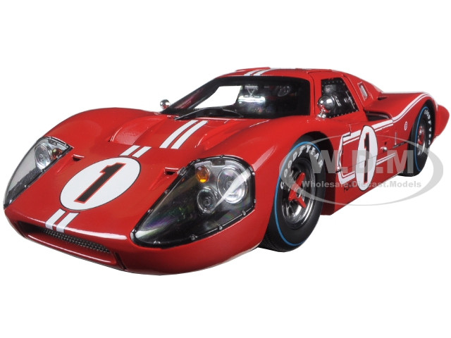 Ford GT MK IV #1 Red with White Stripes 24H of Le Mans (1967) 1/18 Diecast Model Car by Shelby Collectibles diecast model