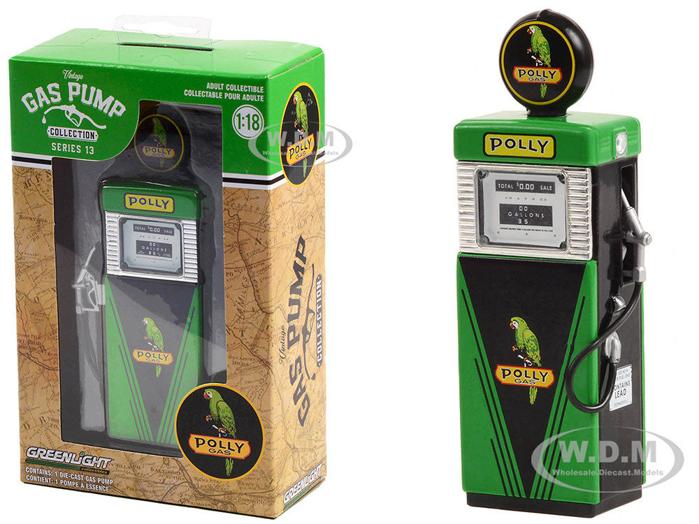 1951 Wayne 505 Gas Pump "Polly Gas" Green and Black "Vintage Gas Pumps" Series 13 1/18 Diecast Replica by Greenlight diecast model