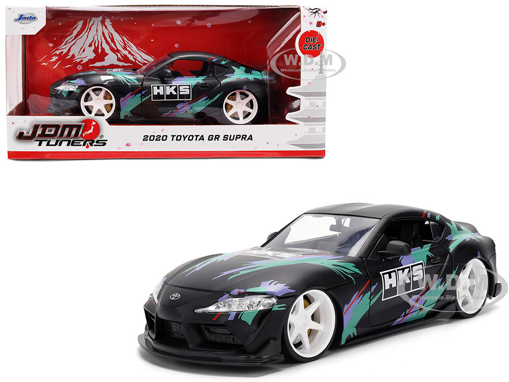 2020 Toyota GR Supra "HKS" Matt Black with Graphics "JDM Tuners" Series 1/24 Diecast Model Car by Jada diecast model