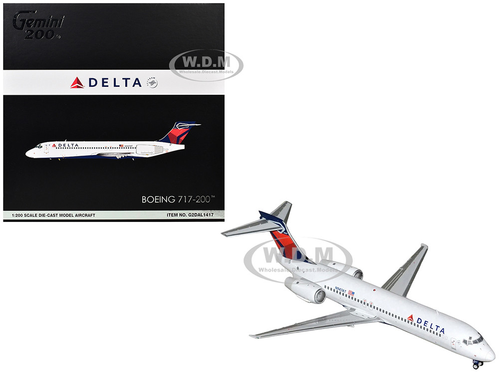 Boeing 717-200 Commercial Aircraft "Delta Air Lines" (N947AT) White with Blue and Red Tail "Gemini 200" Series 1/200 Diecast Model Airplane by GeminiJets diecast model