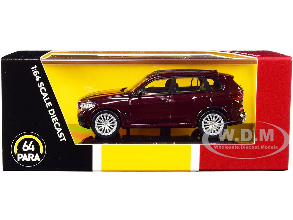 BMW X5 (G05) with Sunroof Ametrine Red Metallic 1/64 Diecast Model Car by Paragon Models diecast model