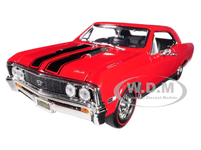 1967 Chevrolet Chevelle SS 396 Red with Black Stripes 1/18 Diecast Model Car by Motormax diecast model