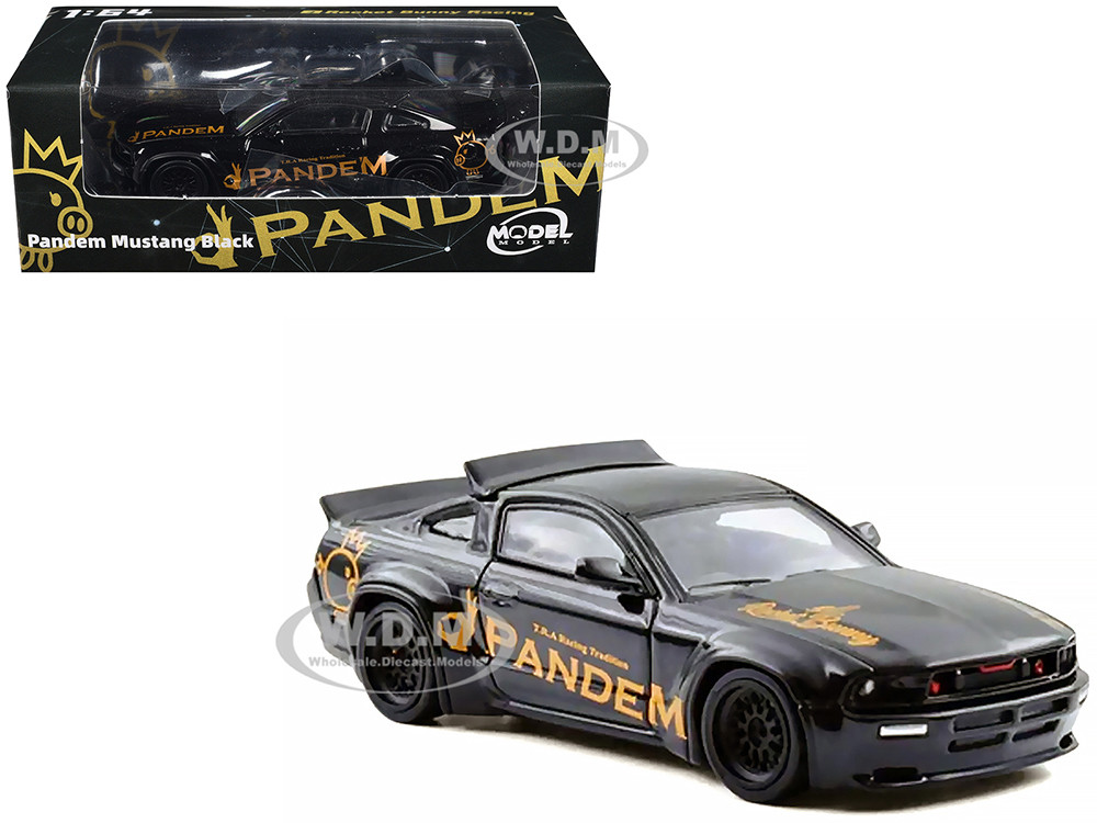 Pandem Mustang Black with Gold Graphics 1/64 Diecast Model Car by Model Model diecast model