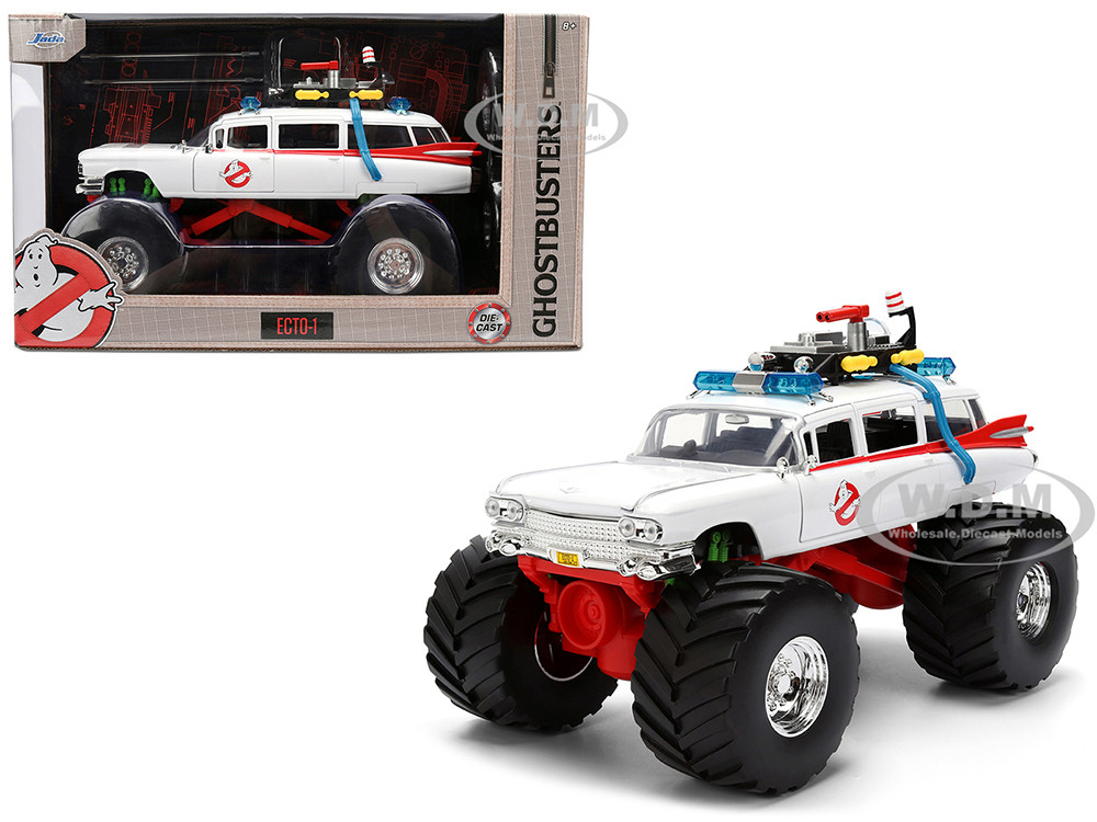1959 Cadillac Ambulance Ecto-1 "Ghostbusters" (1984) Movie Monster Truck Version "Hollywood Rides" Series 1/24 Diecast Model Car by Jada diecast model