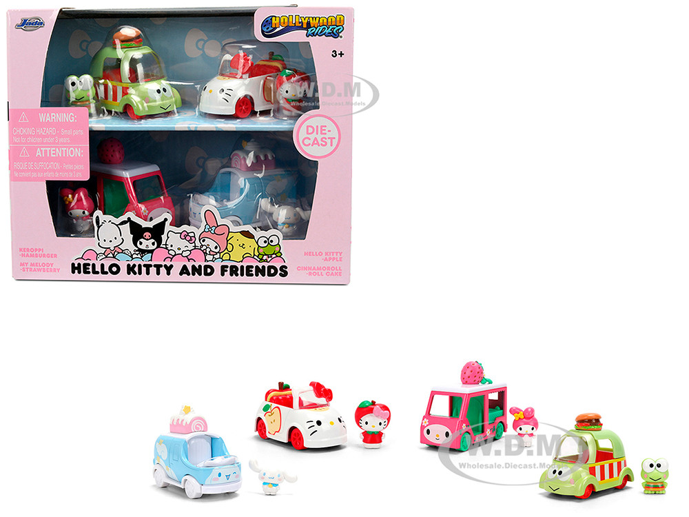 "Hello Kitty and Friends" Set of 4 Diecast Figures and Cars "Hollywood Rides" Series Diecast models by Jada diecast model