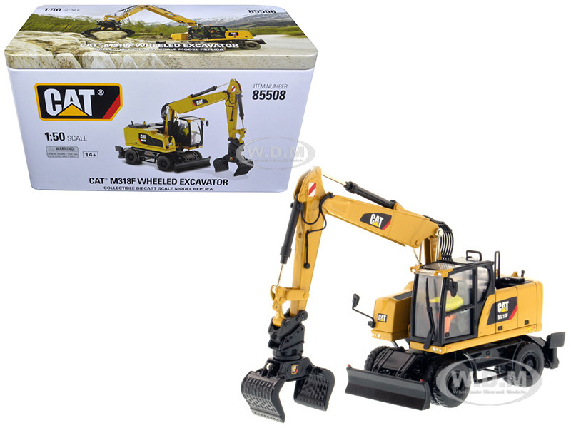 CAT Caterpillar M318F Wheeled Excavator with Operator "High Line Series" 1/50 Diecast Model by Diecast Masters diecast model